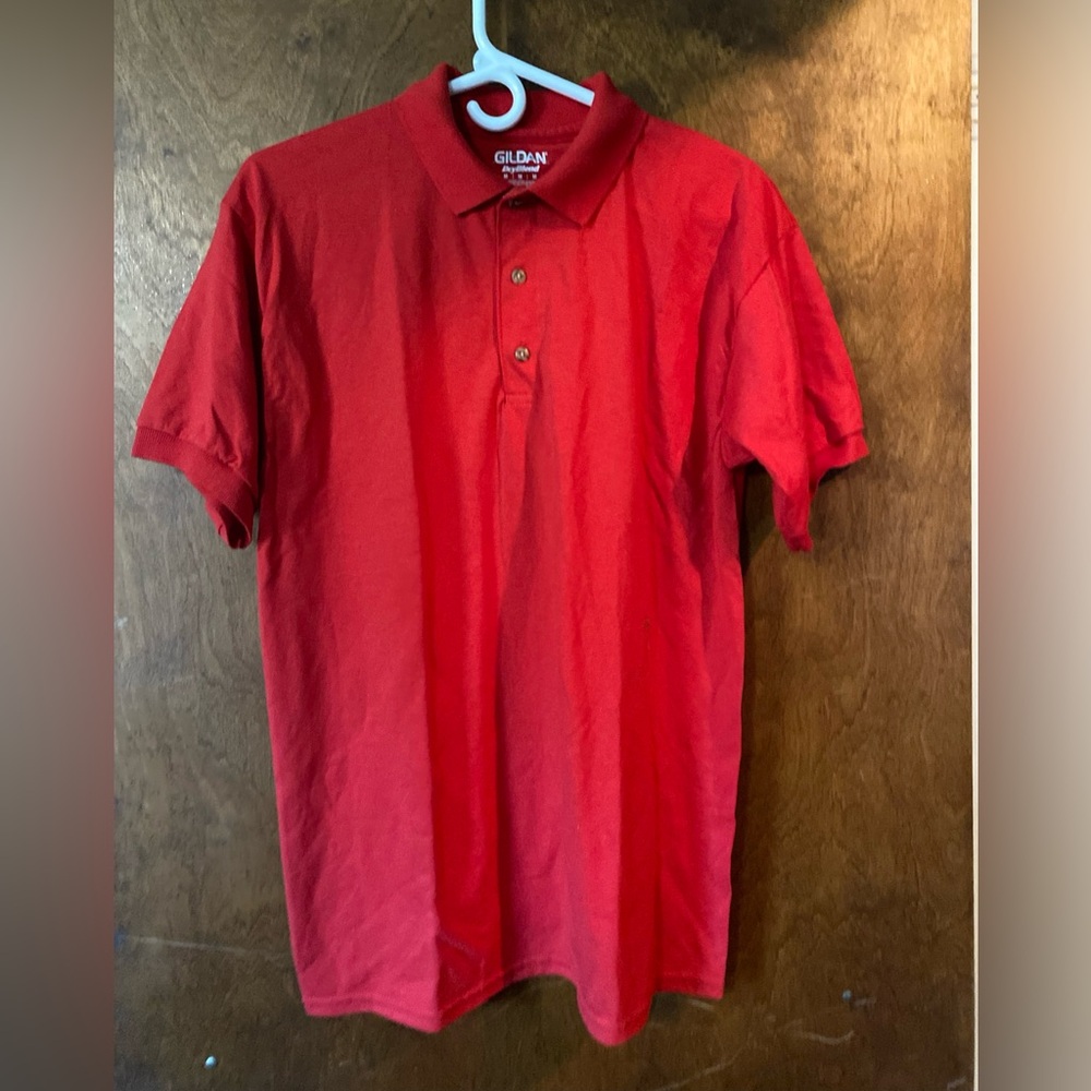 Medium Red Dry Blend Polo Shirt By Gildan Never Worn